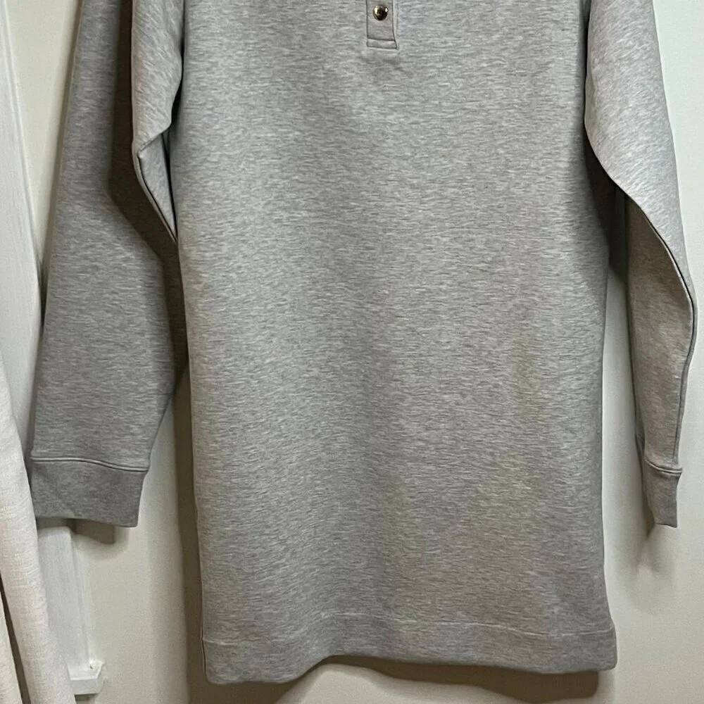NWT FRAME Denim Strong Shoulder Long Sleeve Mini Dress in Heather Grey size L - Picture 3 of 9